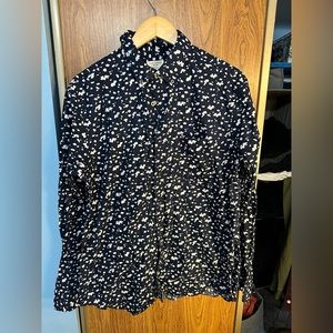 Club Monaco Navy & White Patterned Button Down